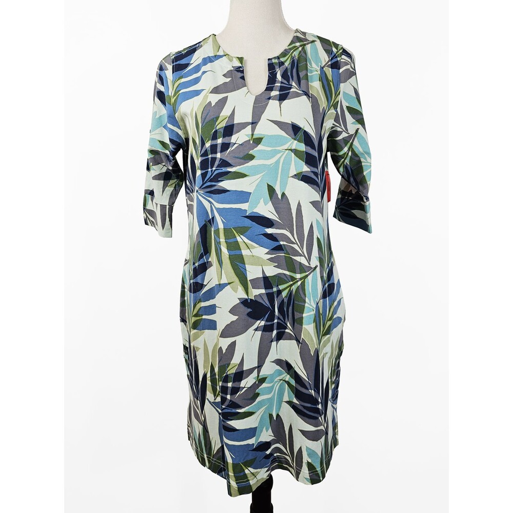 Hang Ten Medium UPF Sun Protection Leafy Print Knee Length Dress